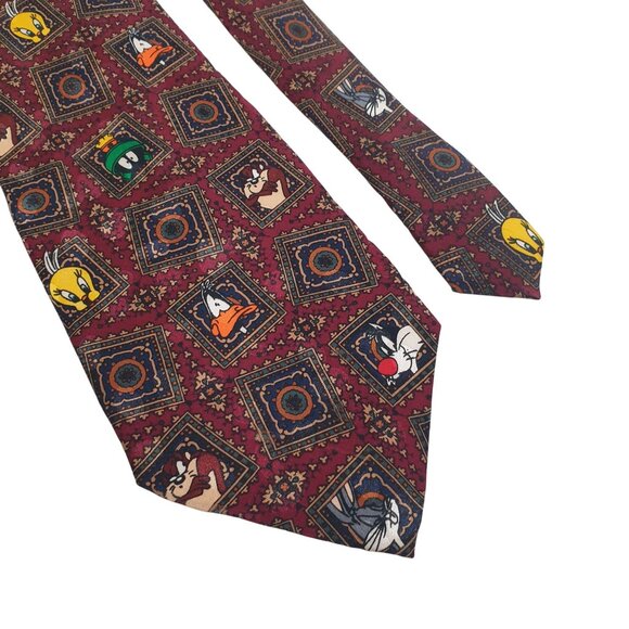 Looney Tunes Warner Bros Silk Tie Sylvester Marvin Daffy Tweety Cartoon Men Gift - Picture 3 of 6